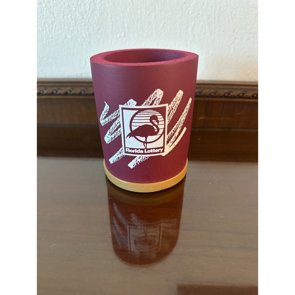 Vintage Florida Lottery Deep Red Promotional Koozie